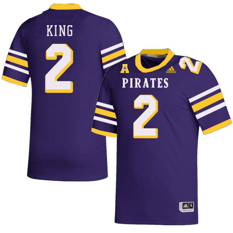 Men #2 Devon King ECU Pirates College Football Jerseys Stitched-Throwback